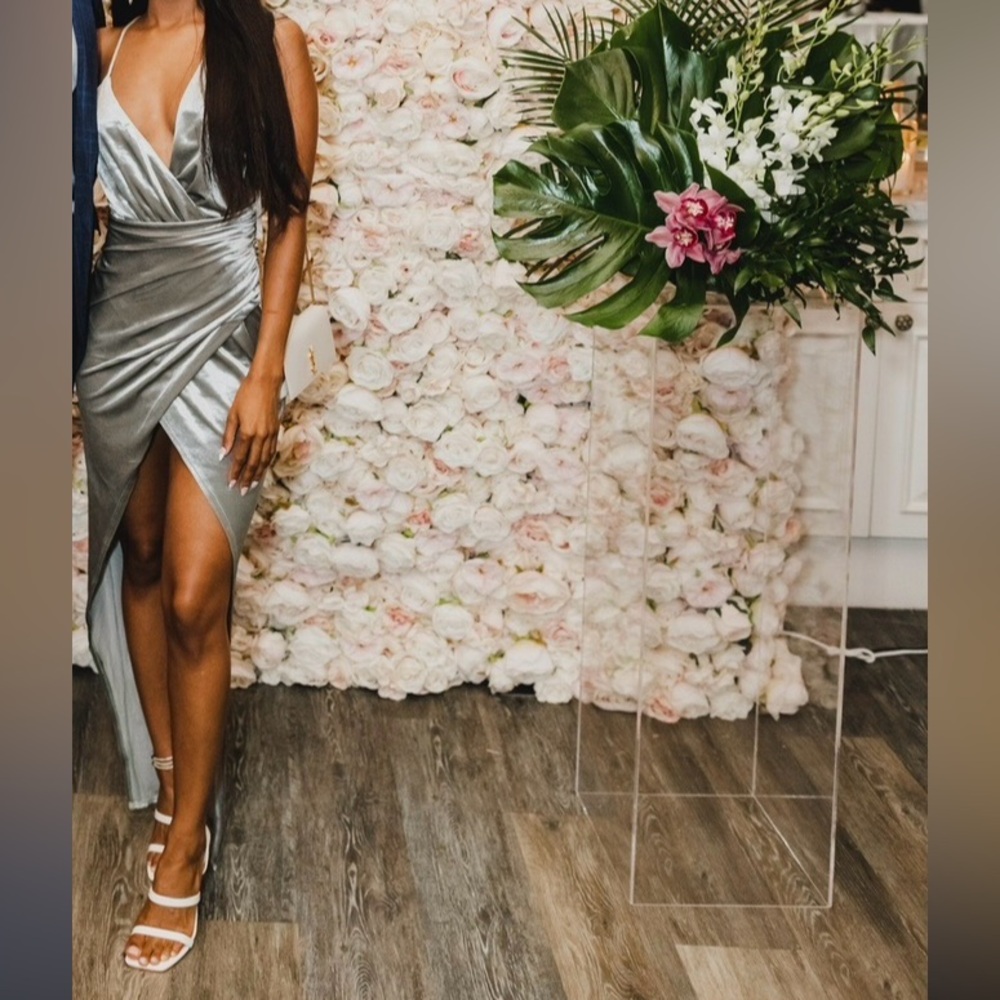 Sage Velvet High Low Midi Dress